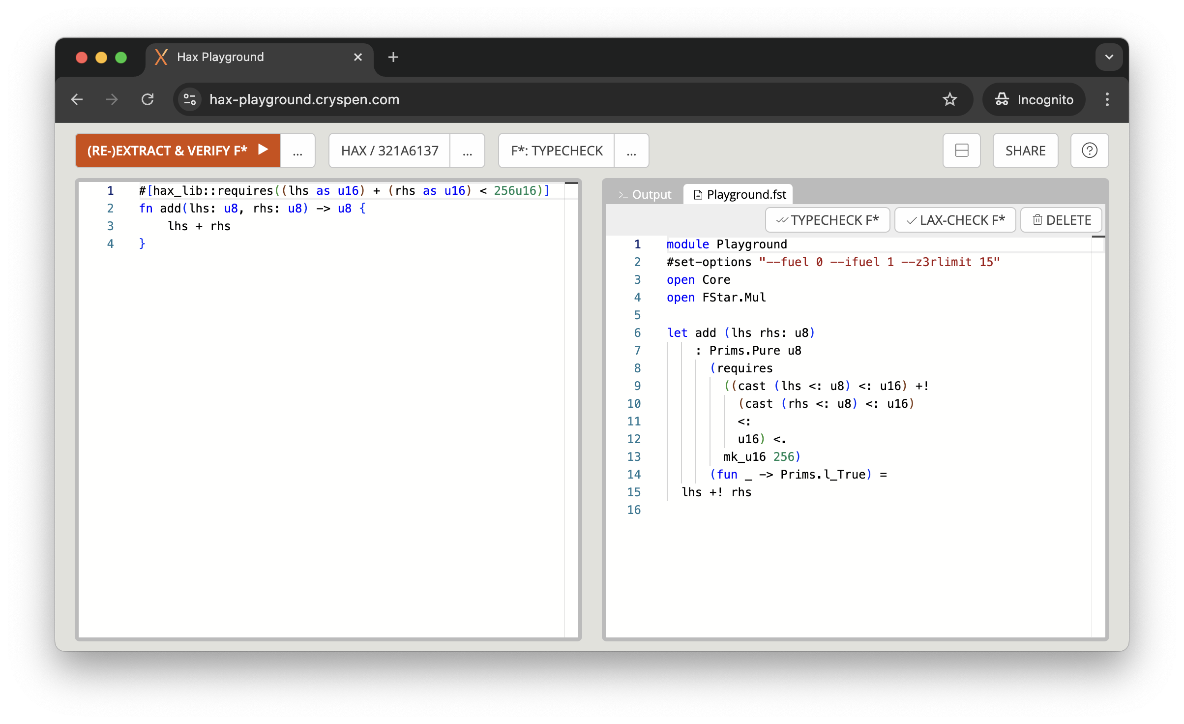 Playground screenshot